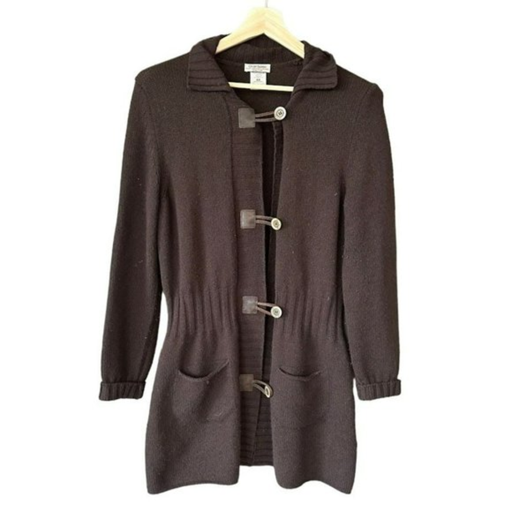 Gran Sasso Brown Cashmere Blend Long Loop Button Cardigan Womens 44 (M)